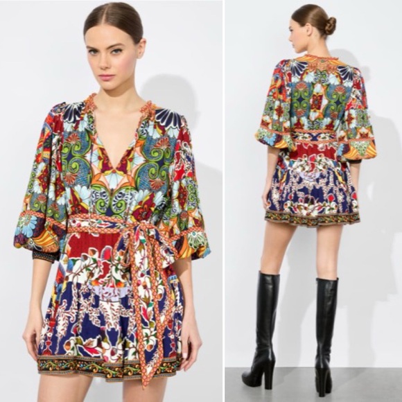 Alice + Olivia Sadie Printed Mini Shirt Dress Multicolor Size 10 NWOT - Picture 12 of 12